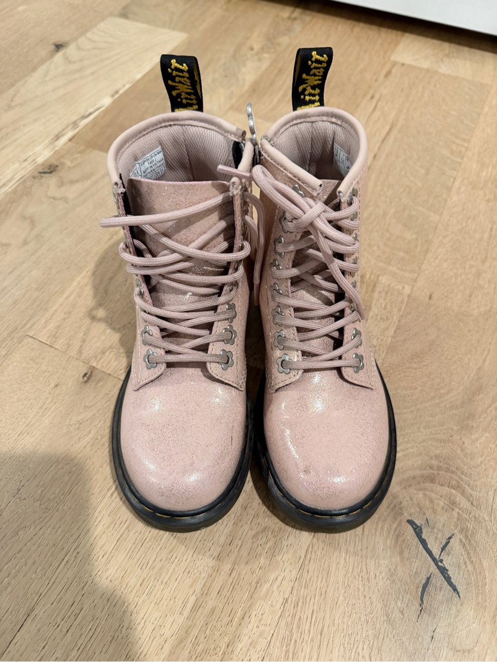 Pink Glitter Combat Boots
